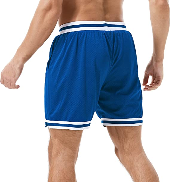 Shorts de Basquete Reversíveis Clássicos Retro Vintage em Malha de Poliéster Personalizada para Corrida e Treinamento com Bolsos com Zíper e Patches em Tackle Twill