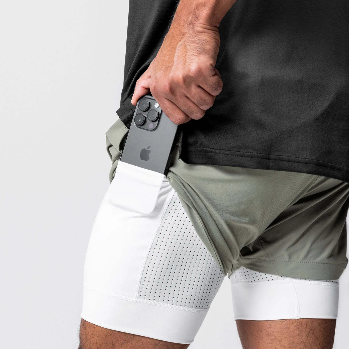 Novos Calções de Treino Masculinos de Verão 2 em 1 Secagem Rápida para Ginásio Praia Corrida Calções de Duplo Andar Roupas de Esporte ao Ar Livre para Homens