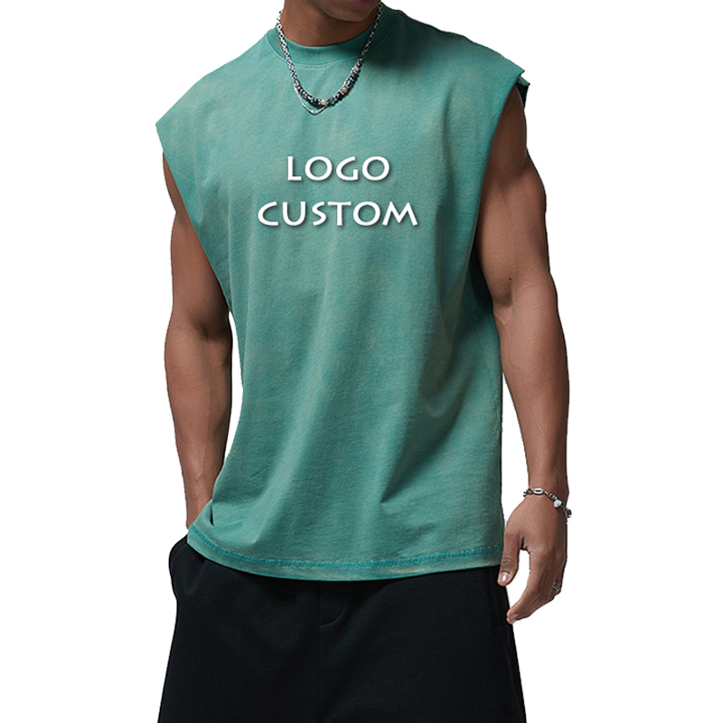 Camiseta Regata Masculina Plus Size de Alta Qualidade para Corrida e Academia, Lavagem Ácida, Moda de Rua de Verão, Camisetas Sem Mangas Masculinas Largas e Oversized