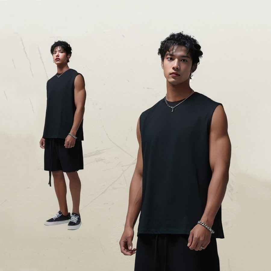 Colete Casual Masculino Roupas de Verão para Academia Regatas Sem Mangas Respirável