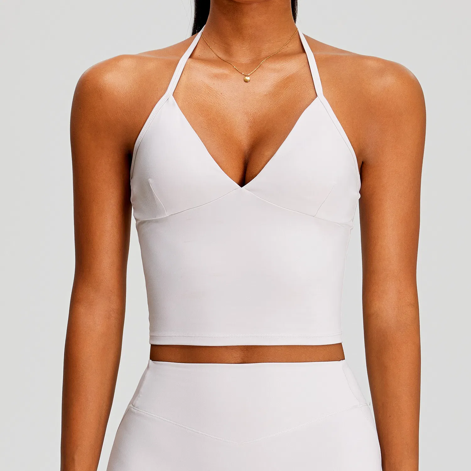Top de Yoga Cropped com Decote em V e Alto Suporte para Mulheres, com Tecido de Spandex de Quatro Direções para Atividades de Yoga e Logotipo Personalizado