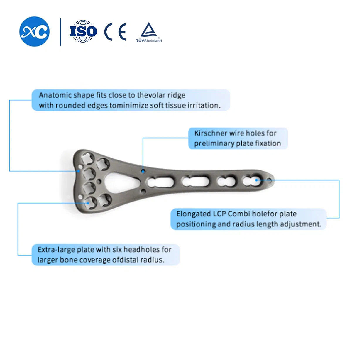 Orthopedic Distal Radius Medial Trauma Locking Plate Surgery Implants