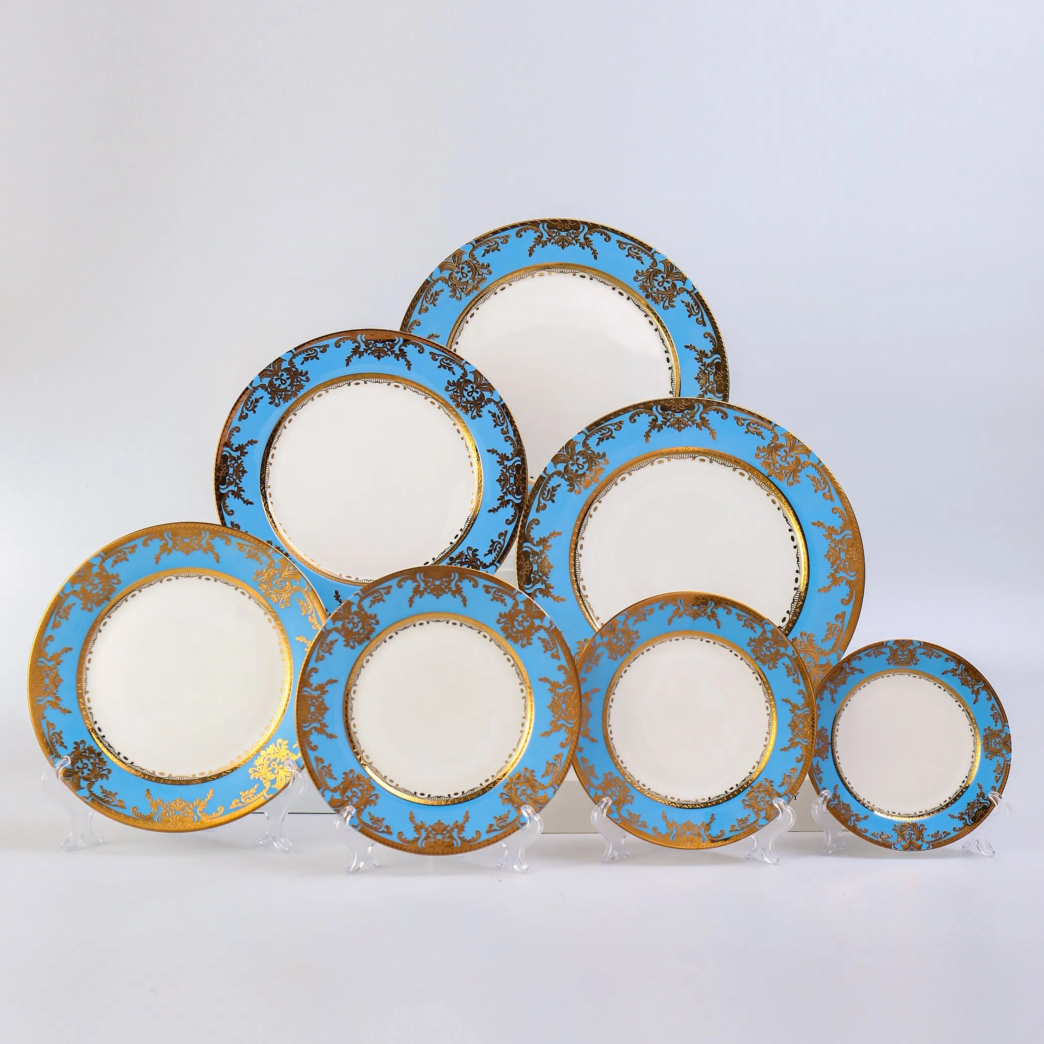 Bone China Dinnerware Sets Luxury Ceramic Dinner Plate with Gold Rim