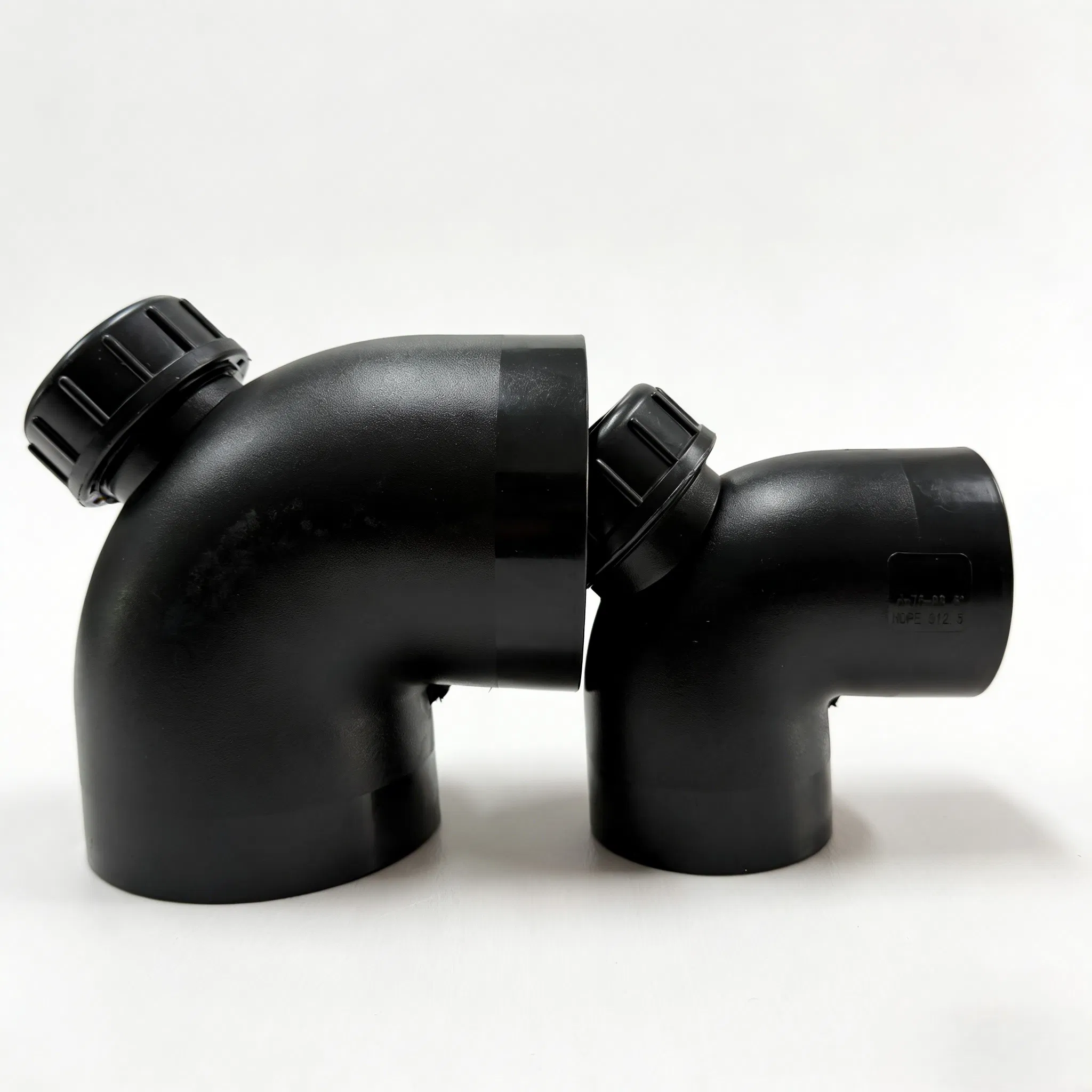 PE100 90 Degree Elbow Cleaning Hole Siphon Butt Fusion ISO CE