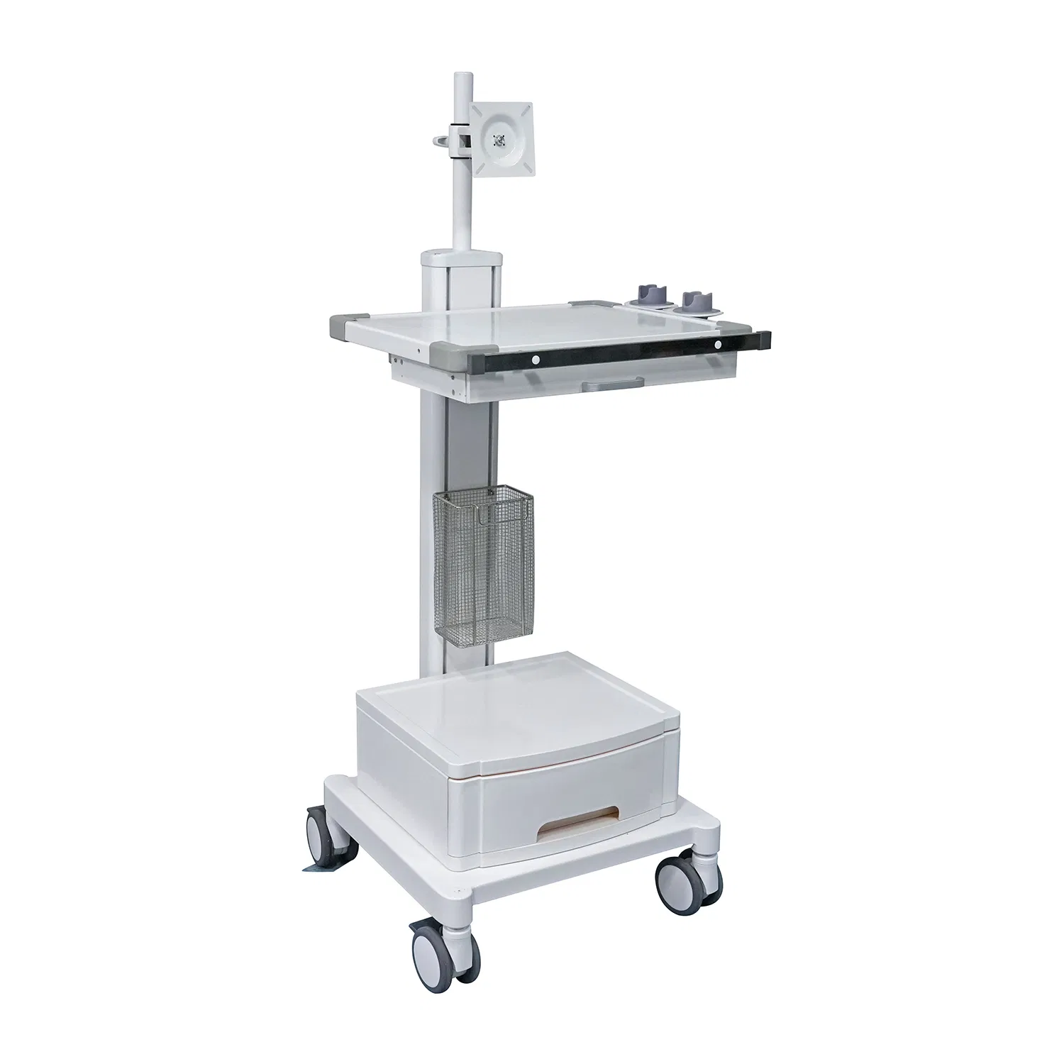 2 Layer Socket Medical Trolley Metal Dental Tool Storage Salon Mobile Stand White Cart