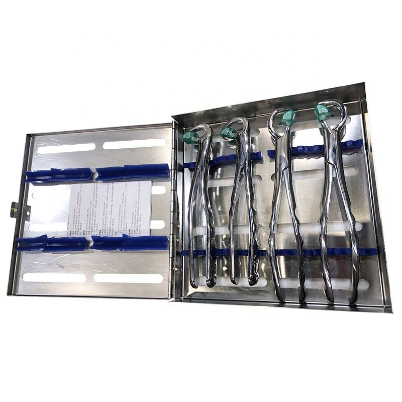 4PCS Kit Universal Minimally Invasive Tooth Extraction Forceps Dental Instrument with Stainless Steel Cassette