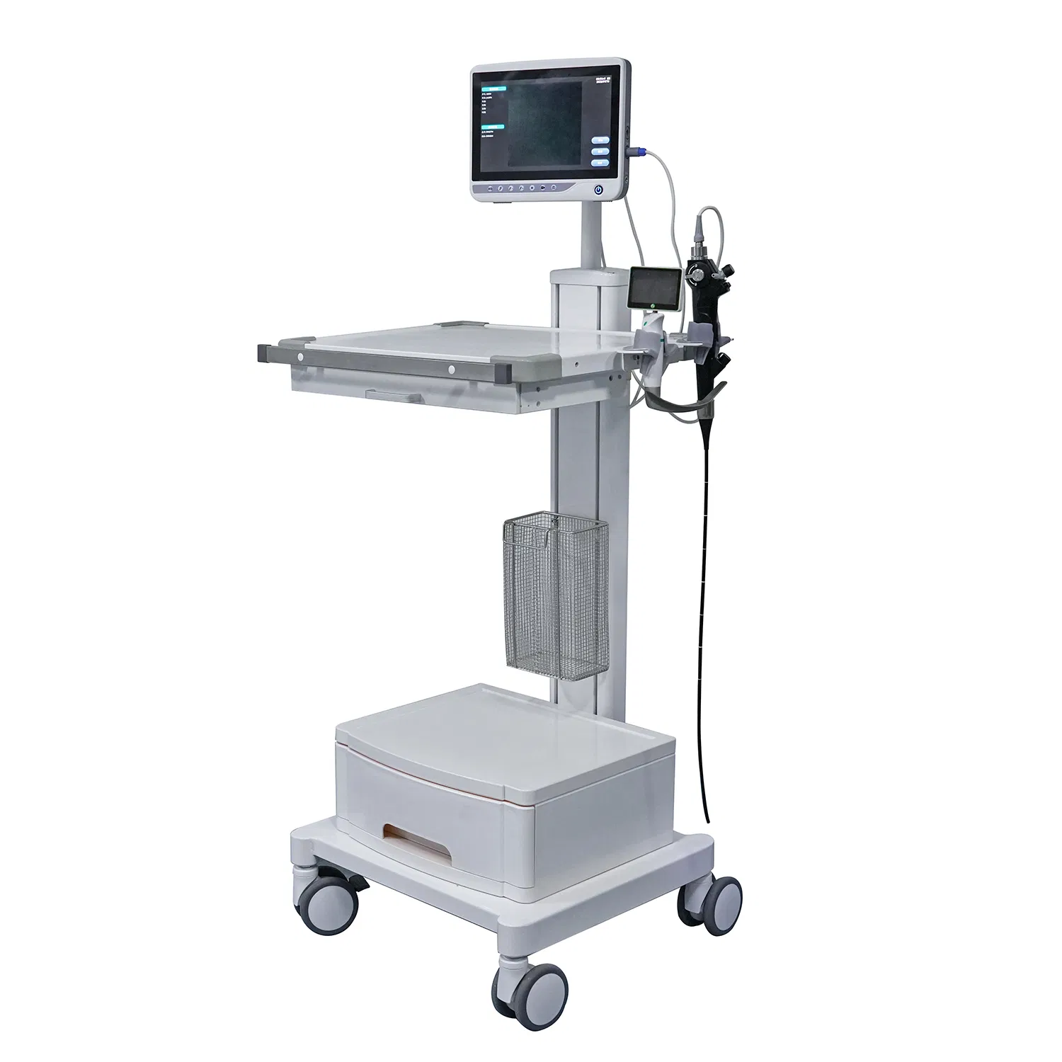 2 Layer Socket Medical Trolley Metal Dental Tool Storage Salon Mobile Stand White Cart