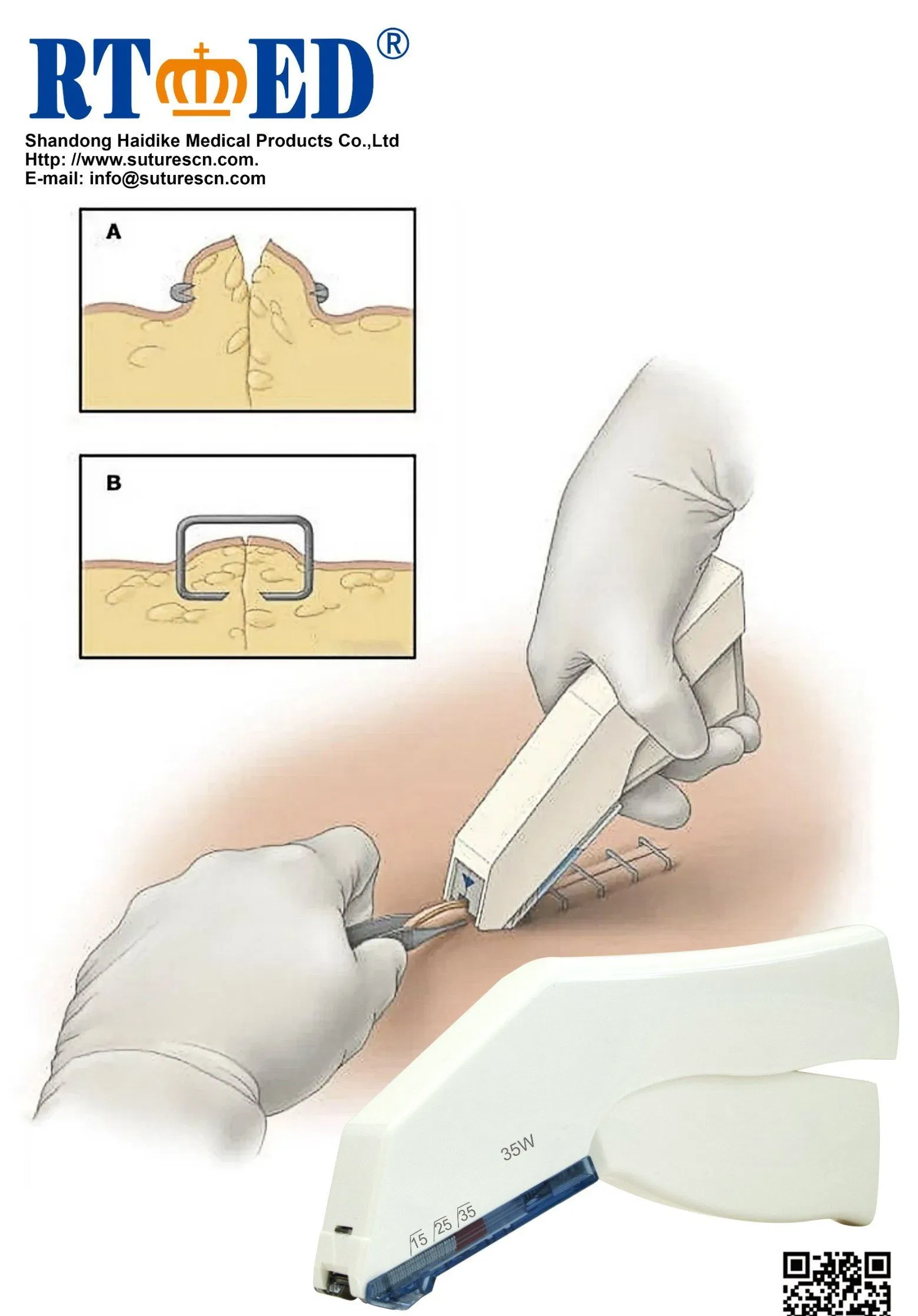 Haidike Manufacturer Medical Supply Disposable Surgical 15W, 25W, 35W Skin Stapler
