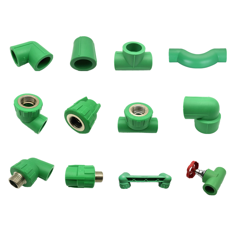 White and Green Pn12.5/16/20/25 Full Size Pure-Plastic PPR Fittings Pipe Plastic PPR Tube Hot and Cold Water Supply Systems