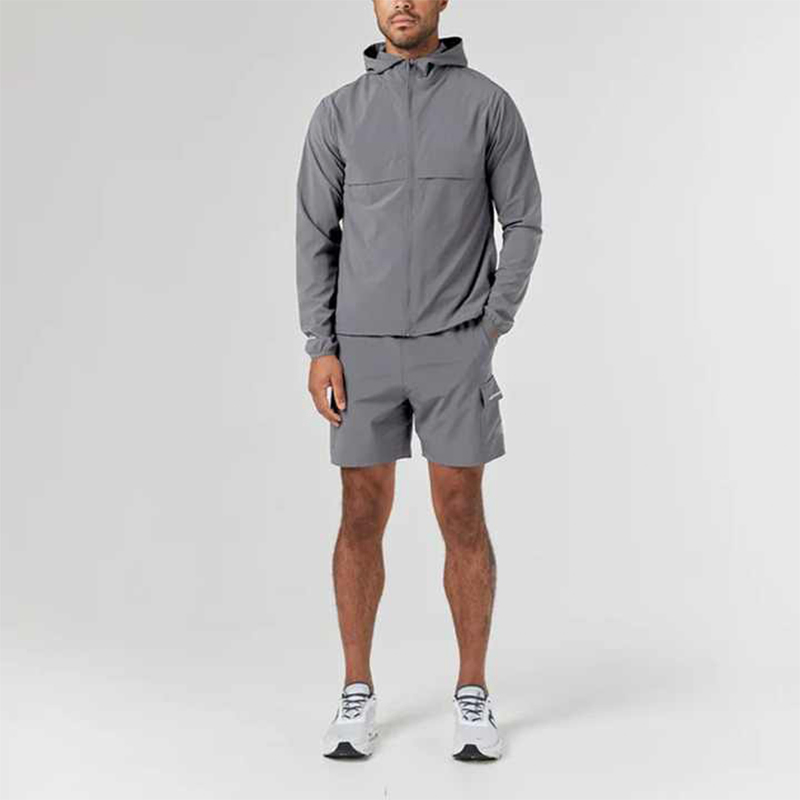 Short Sleeved Zipper Men's Sportswear Hooded Clothing Customization