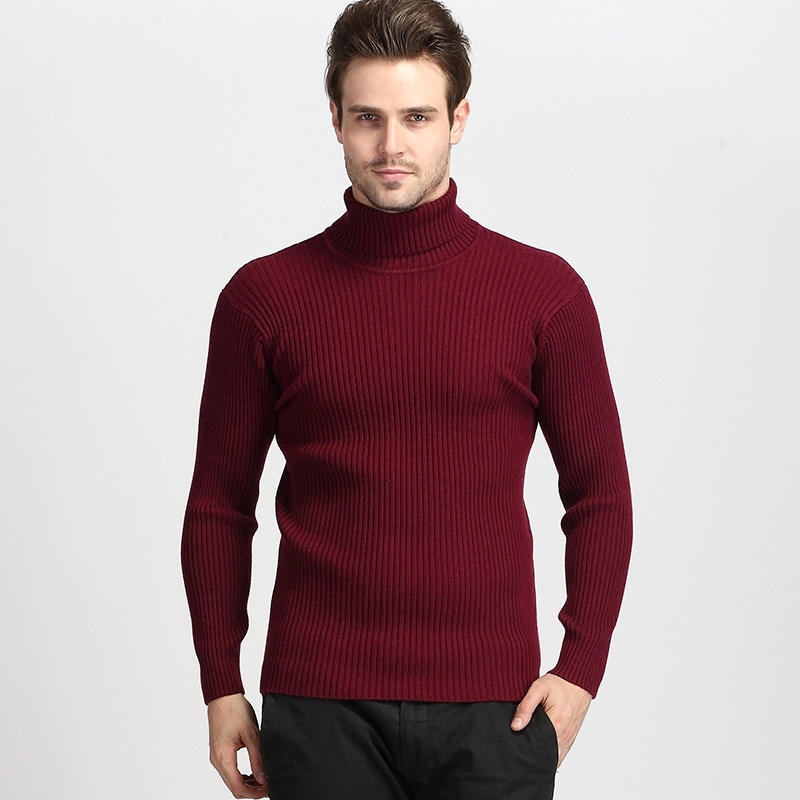 OEM Custom Winter Solid Turtleneck Knitwear Men Knitted Pullover Sweater