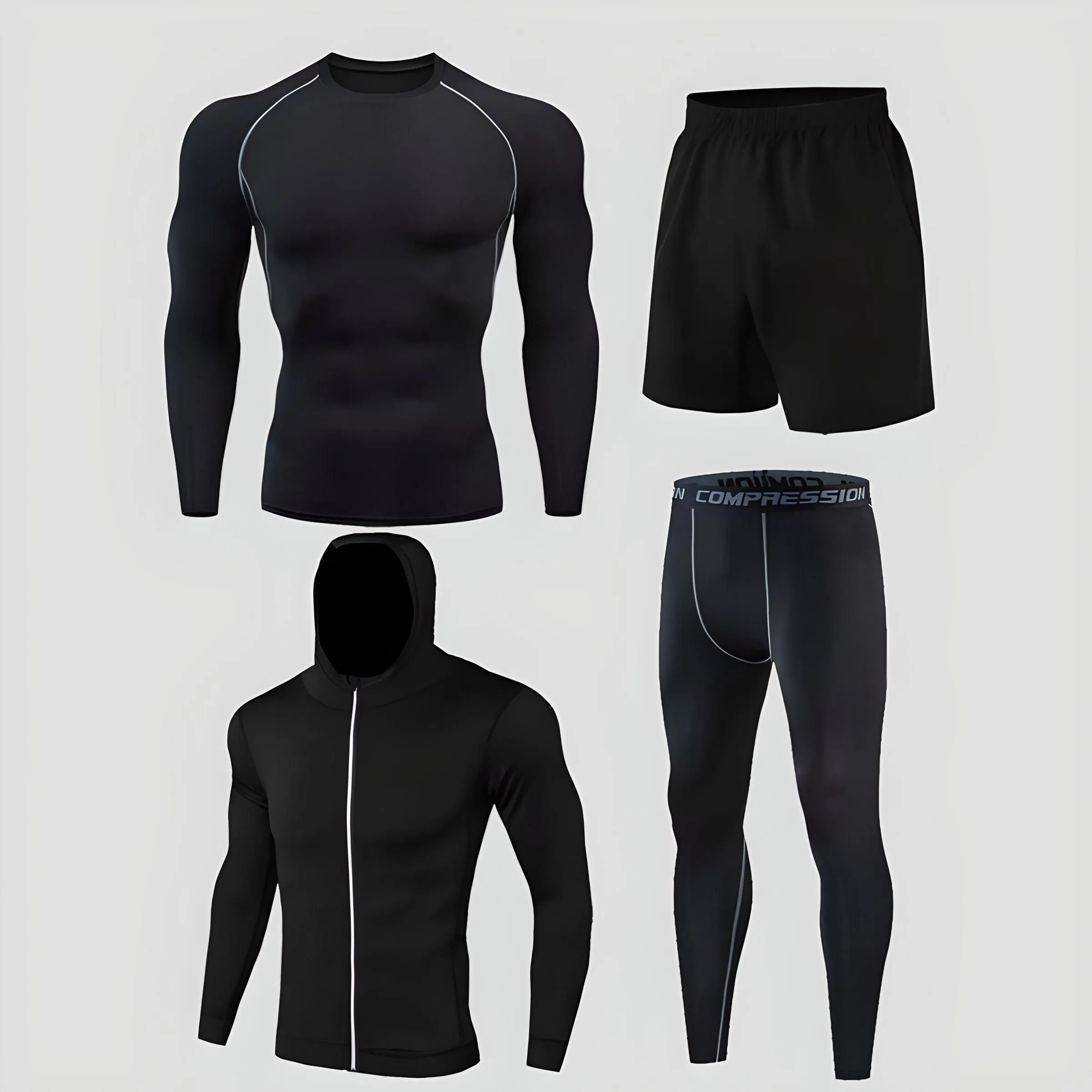 Quick-Drying Men's Sportswear Set: Summer Short-Sleeve T-Shirt, Fitness Clothes, Running Tight-Fitting Clothes, Training Set Clothing