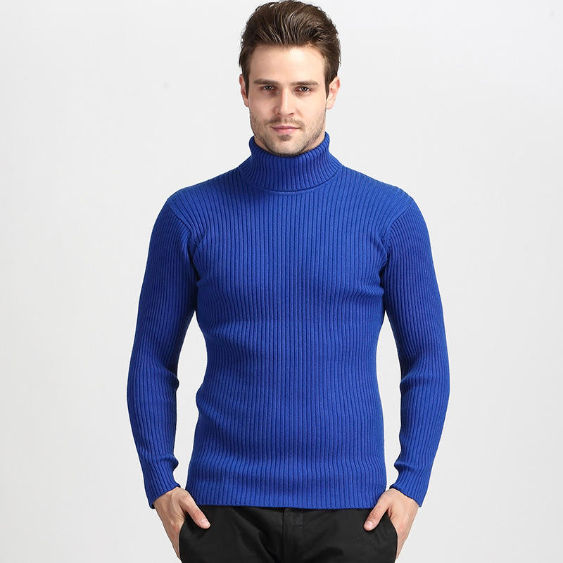 OEM Custom Winter Solid Turtleneck Knitwear Men Knitted Pullover Sweater