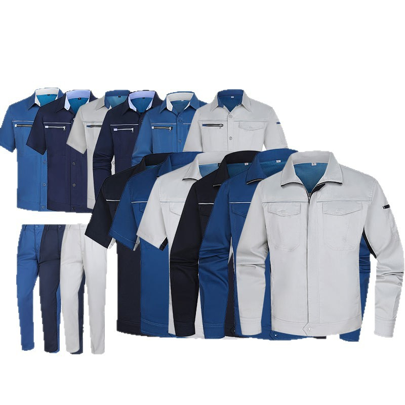 Versatile Cotton Summer Men's High-End Work Protection Suit Workwear with Thin Wear-Resistant and Anti-Static Short-Sleeved Workwear