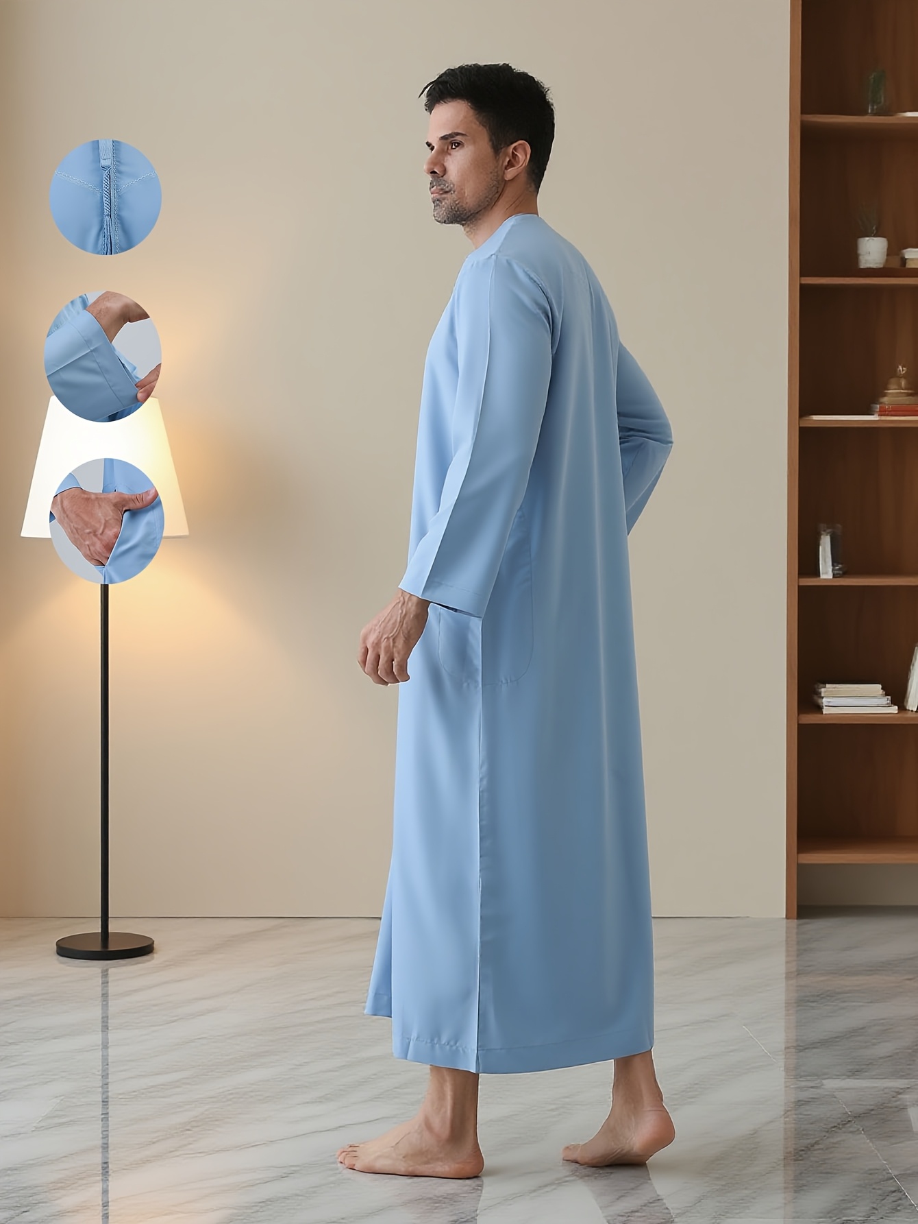 Men'S Arab Thobe and Dishdasha Robe, Boys Traditional Middle Eastern Clothing | Polyester Long Sleeve Robe for Ramadan