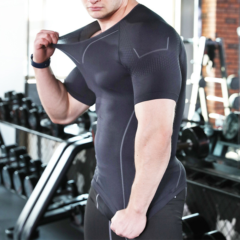 Wholesale Factory Men's Compression Shirt Short Sleeve Athletic T-Shirt Cool Bottom Shirt Running Top