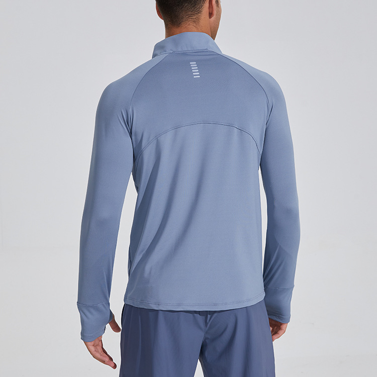 Men's Autumn and Winter Fitness Long-Sleeved T-Shirt Quick-Drying Basketball Running Sportswear Half Zipper Slim Fit Sweat-Absorbing Training Top