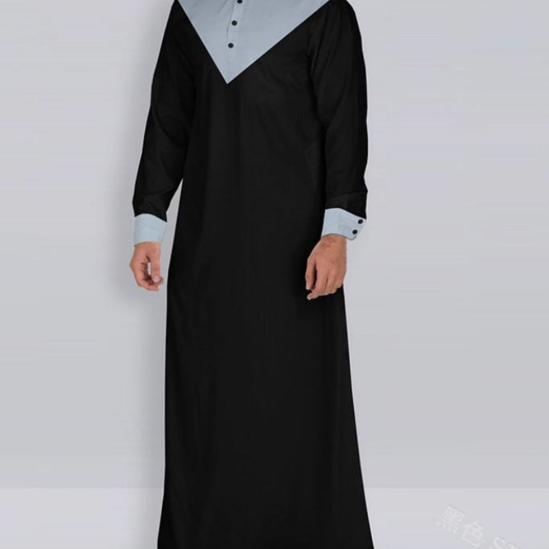 OEM Plus Size S-5XL Fashionable Men's Retro Islamic Muslim Kaftan Abaya Saudi Qatar Collar Robe Long-Sleeved African Clothing