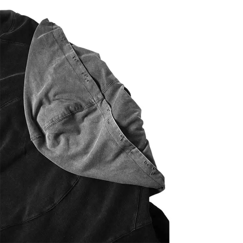 Custom Spring Flannel Scarf Turban Double Hood 420 GSM High Quality Heavyweight Vintage Acid Wash Zip up Hoodie Men