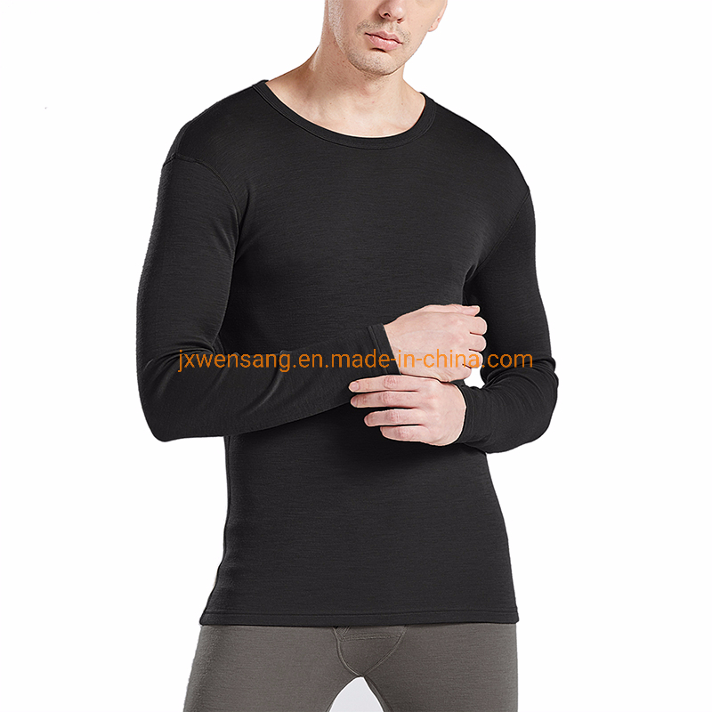 Mens Thermal Underwear Shirt Merino Wool Base Layer