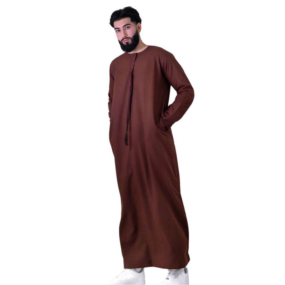 Premium Emirati Thobe Rust Luxury Kandura Traditional Arabic Wear Elegant Mens Jubba Soft and Breathable Modern Islamic Attire