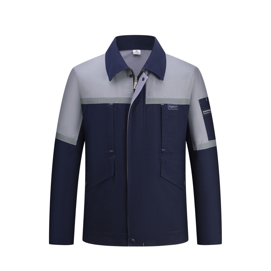 Spring &amp; Autumn Long Sleeve Color-Block Workwear Uniform Set, Reflective Safety Work Clothes for Men &amp; Women, Auto Repair Uniform
