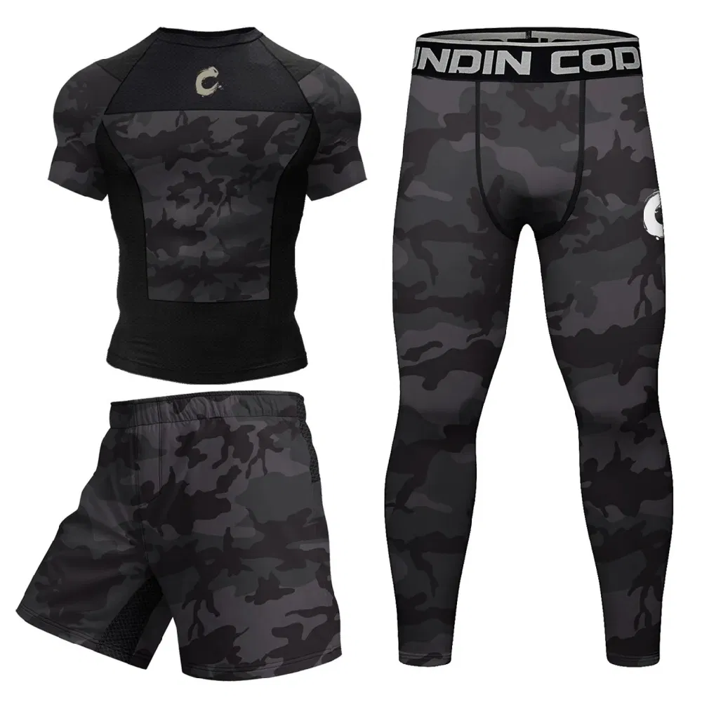 Men's Athletic 4-Piece Set Running and Fitness Clothing Custom 3D Digital Prints Outdoor Gym Wear for Muscular Men