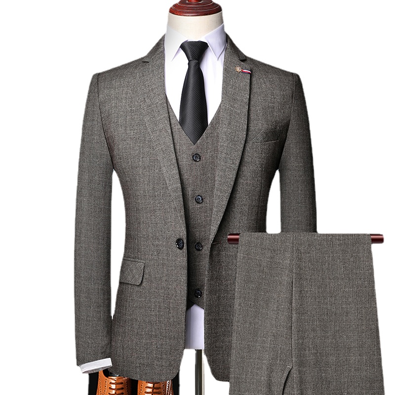 Customized Vintage Gentleman Classic Fashion Slim Fit Men's Business Suits Three Piece Groom Dress