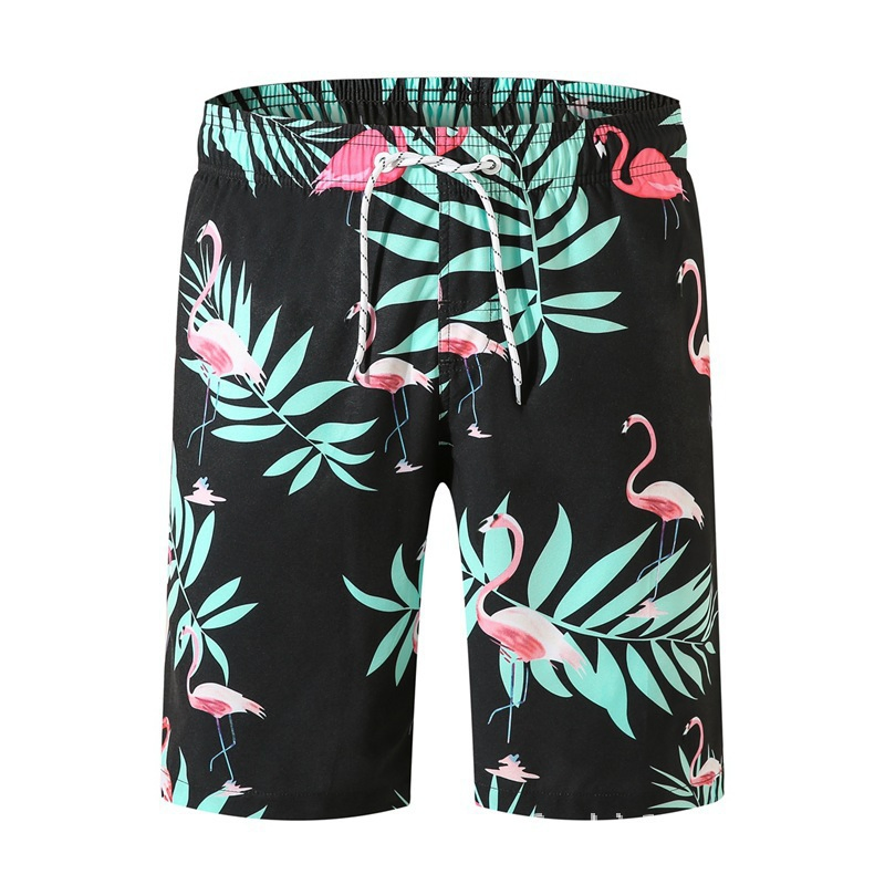 Men Flamingo Printing Loose Plus Size Swimming Surf Beach Shorts Casual Wear