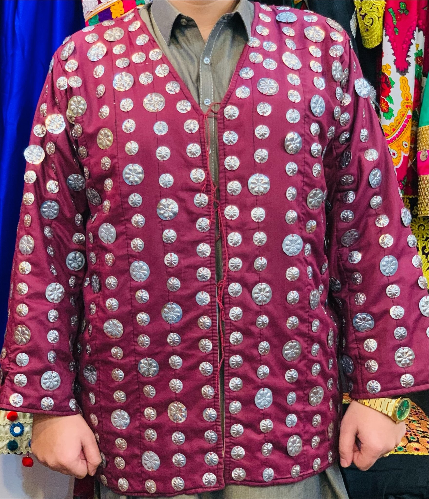 Graceful Men's Traditional Woolen Casual Autumn Sleeveless Embroidered Waistcoat Jacket for Groom Mehndi Eid Cultural