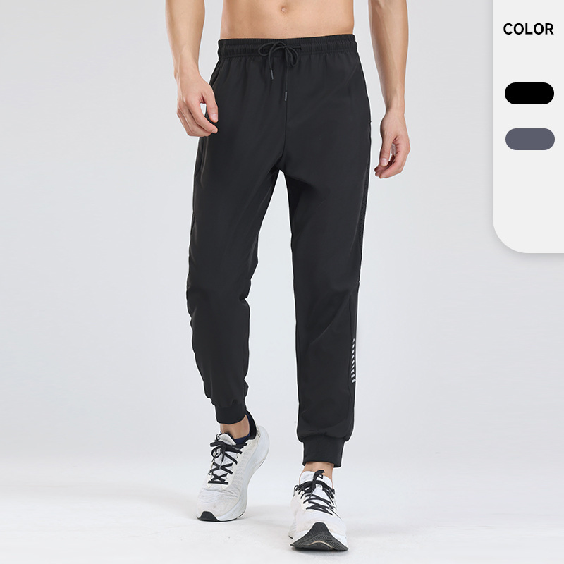 Spring Woven Nylon Men's Jogger Pants High Elastic Wear-Resistant Cuffed Fitness Running Casual Pants