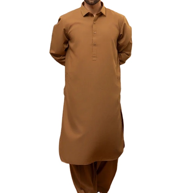Custom Ethnic Traditional Muslim Clothing Shalwar Kameez Cotton Formal Pakistani Pathani 2pcs Suit Men Party Winter Breathable