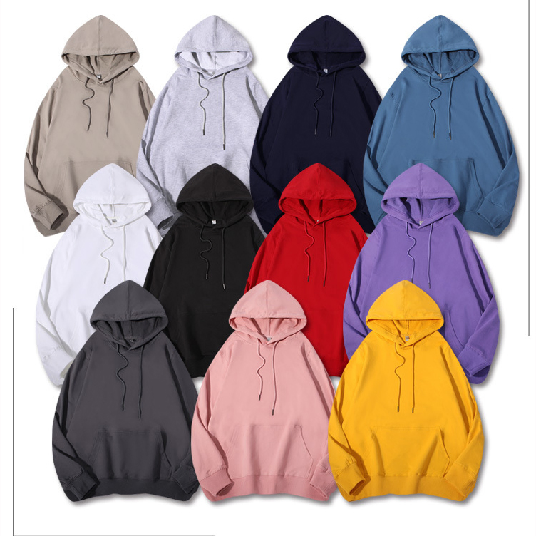 Fashion Men′ S Hoodies Spring and Autumn Loose Pure Color Pullover Sweatshirts Plus Size Men′ S Casual Hooded Comfortable Clothing