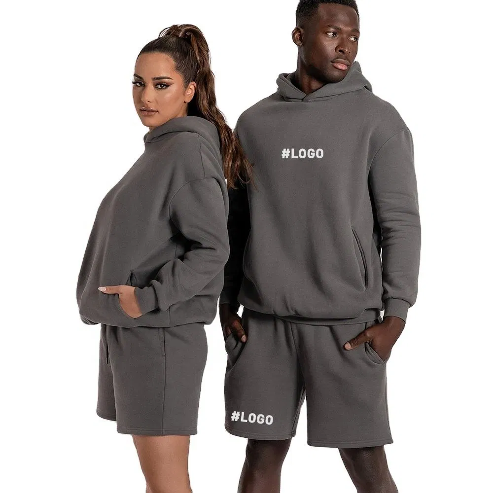 Blank Pullover Hoodie and Shorts Set Unisex Custom Sweatsuit Cotton Men Summer Shorts Sets Jogging Wear