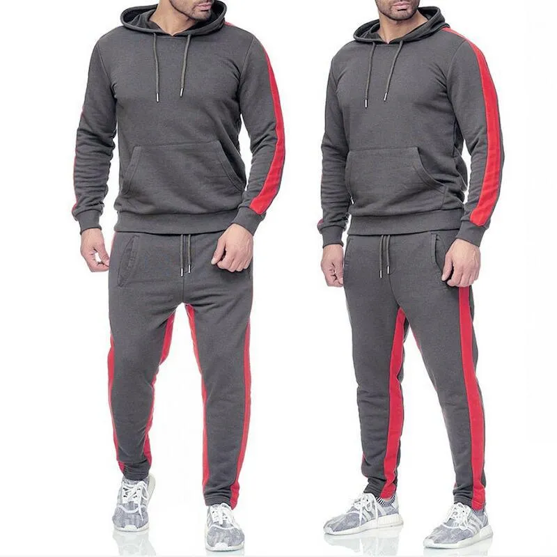 Autumn Winter Sweat Suits Men Casual Sports Suit Men's Fashion Plus Size Hooded Jacket Pants Set Men Joggers Sportswear Gym Wear
