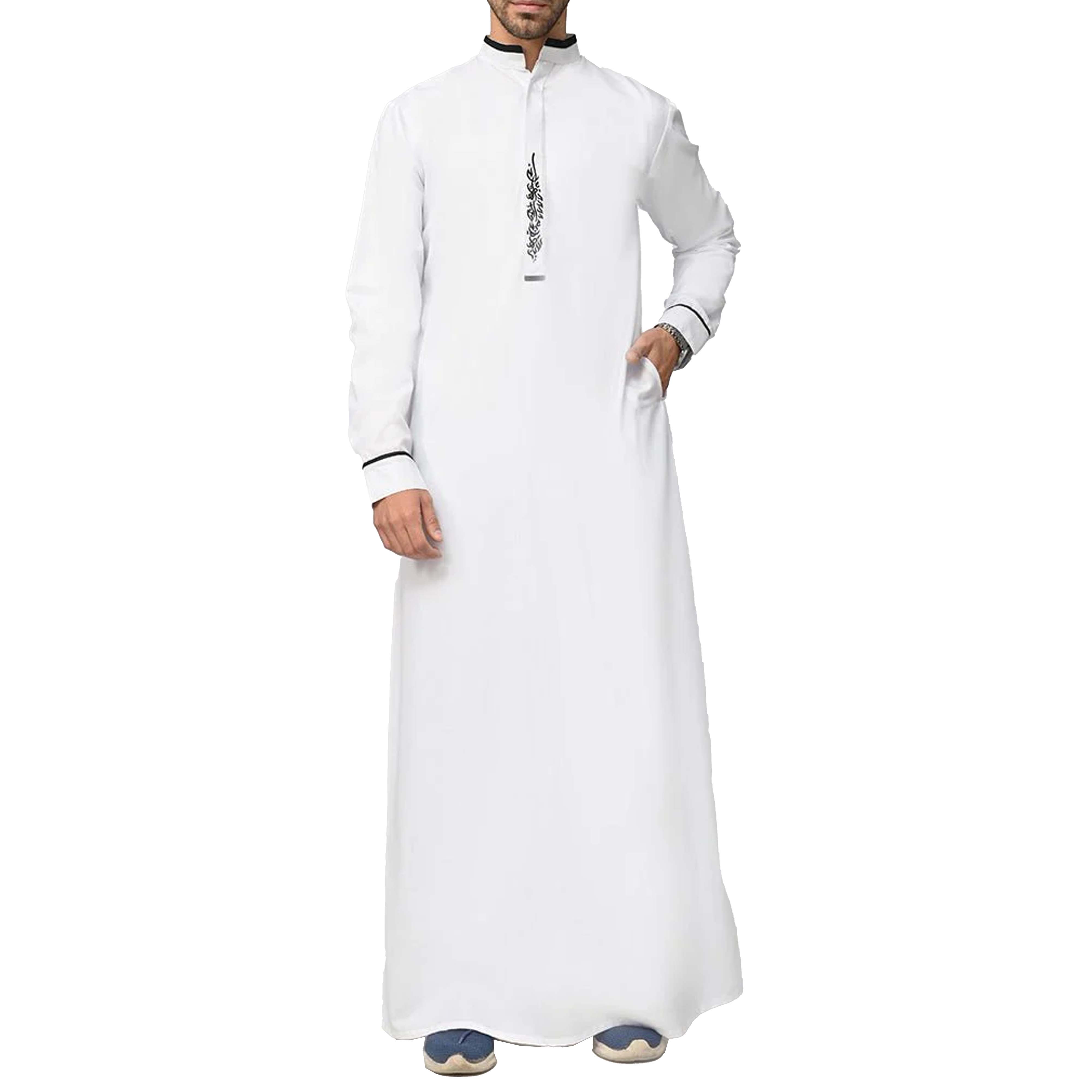 OEM Wholesale Traditional Muslim Arabian Jubbah Men Thobe Plus Size Solid Thermal Breathable Quick Dry Autumn Long Sleeve High