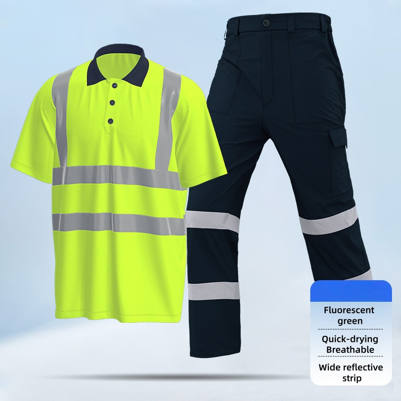 High Visibility Yellow &amp; Orange Construction Workwear Uniform with Reflective Stripe for Men