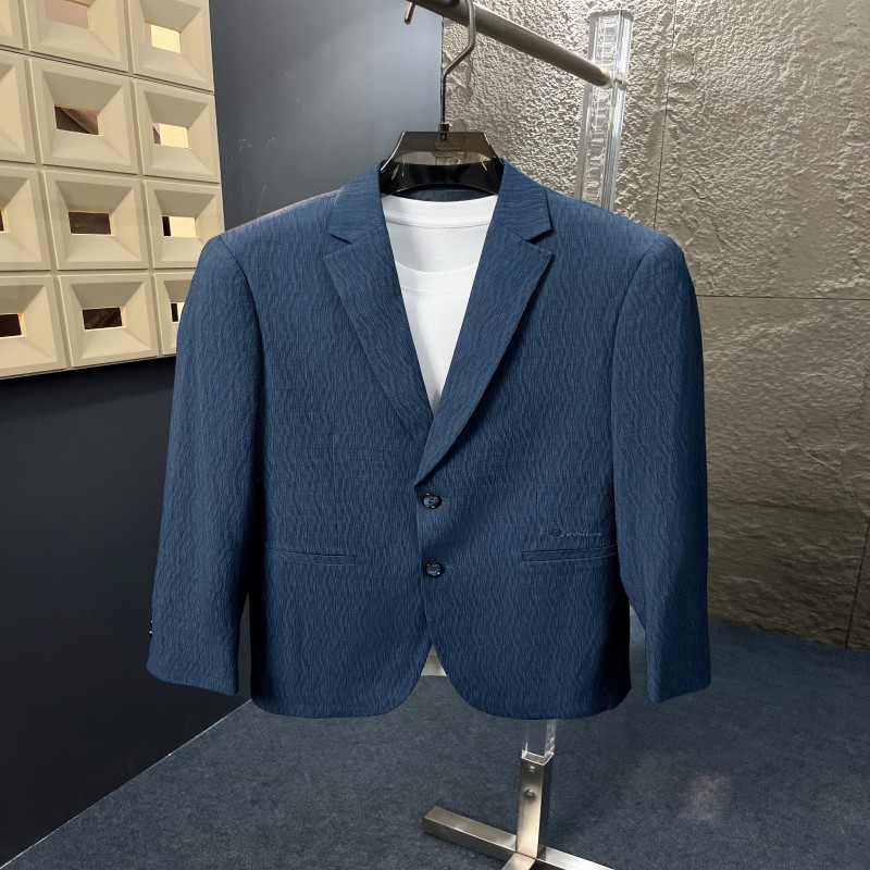 High-End Men's Business Suits Solid Color V-neck Wrinkle-Free Anti-Static 300g Breathable Worsted Zipper Single-Breasted