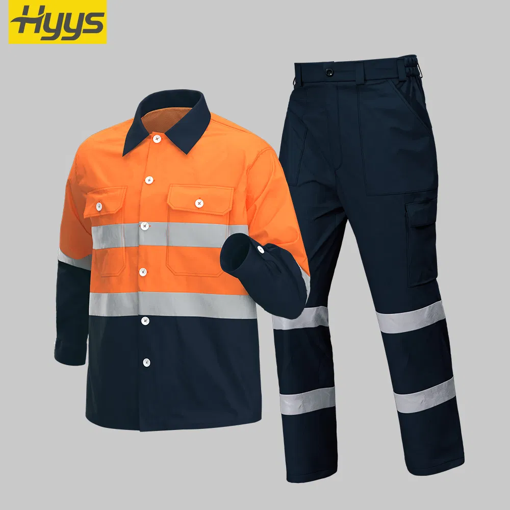 Summer Hi Vis Work Clothes Reflective Strips Men 100% Cotton Workwear