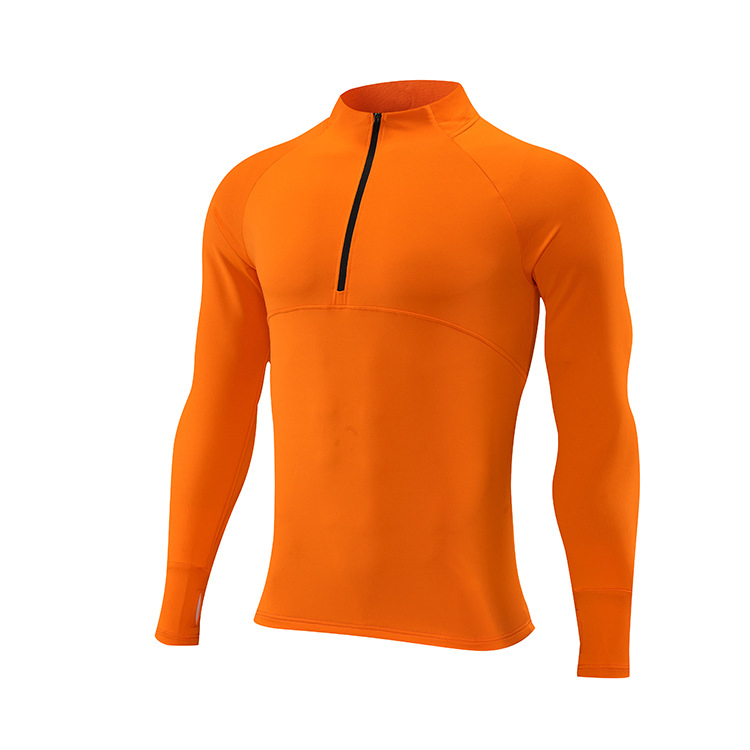 Men's Autumn and Winter Fitness Long-Sleeved T-Shirt Quick-Drying Basketball Running Sportswear Half Zipper Slim Fit Sweat-Absorbing Training Top