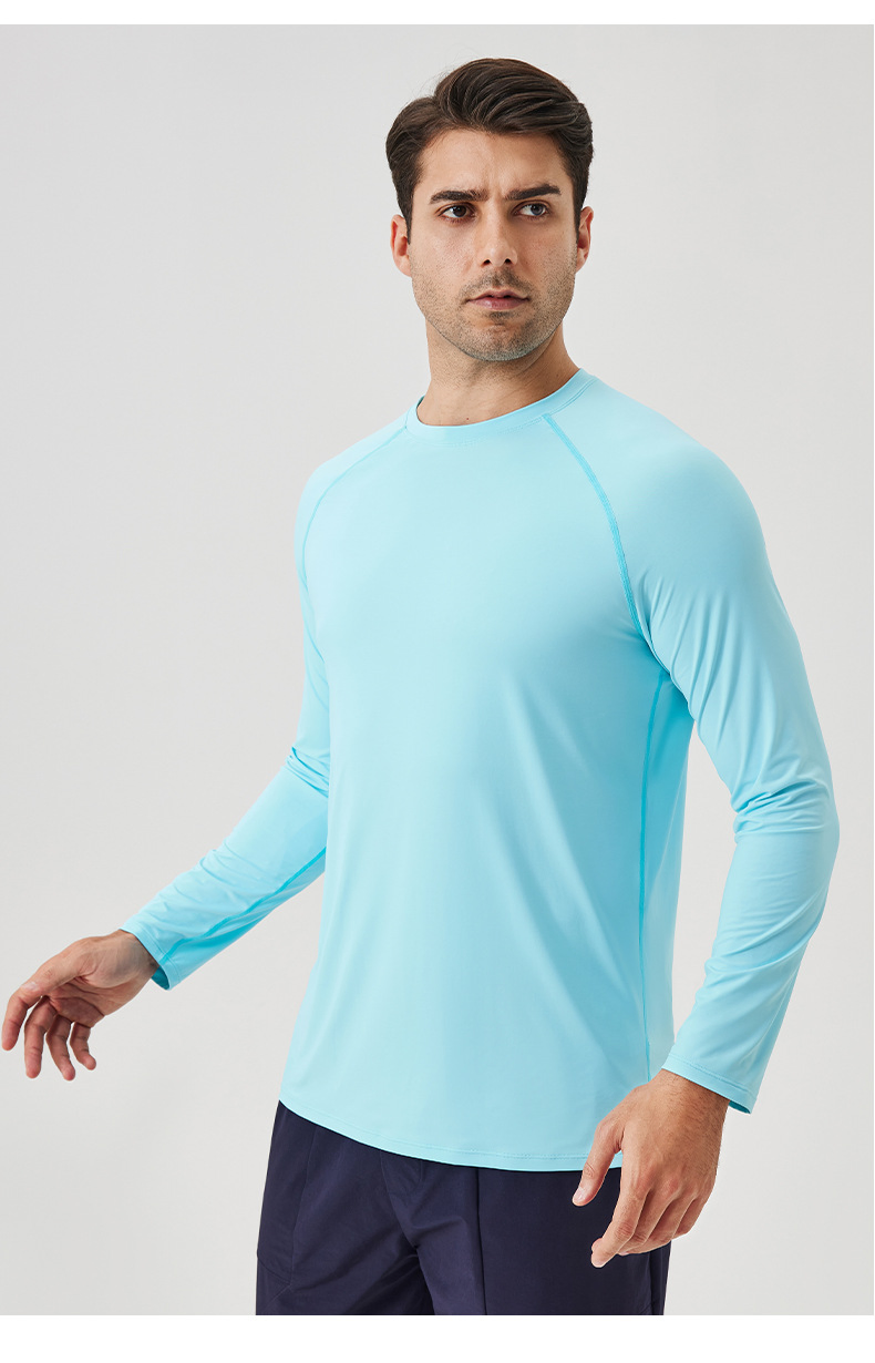 Men's Ice Silk Sunscreen Sports Long Sleeve T-Shirt Loose Breathable Cool Outdoor Running Fitness Long Sleeve Top