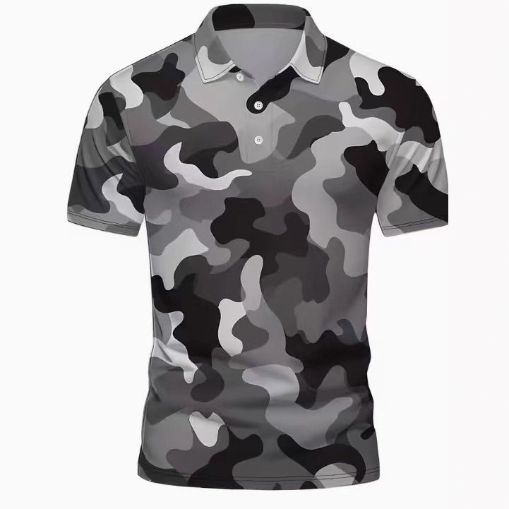 Summer Quick Dry Camo Polo Shirt Men Outdoor Sports Tactical Training Wear