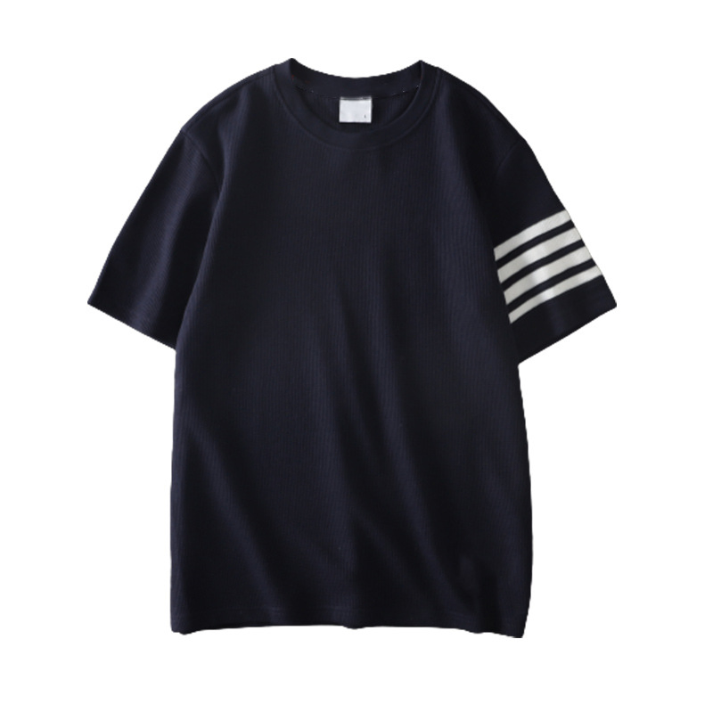 Men's T-Shirt Short - Sleeved Waffle T Summer Thin Half - Sleeved T-Shirt Men's Large Size Sense Slightly Loose Top Manufacturer Direct Sales