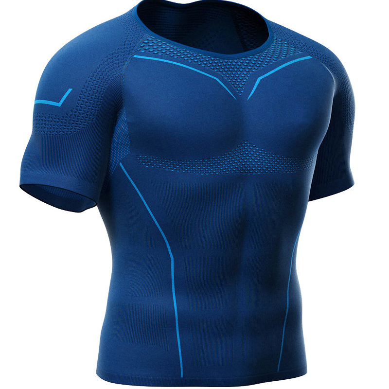 Wholesale Factory Men's Compression Shirt Short Sleeve Athletic T-Shirt Cool Bottom Shirt Running Top