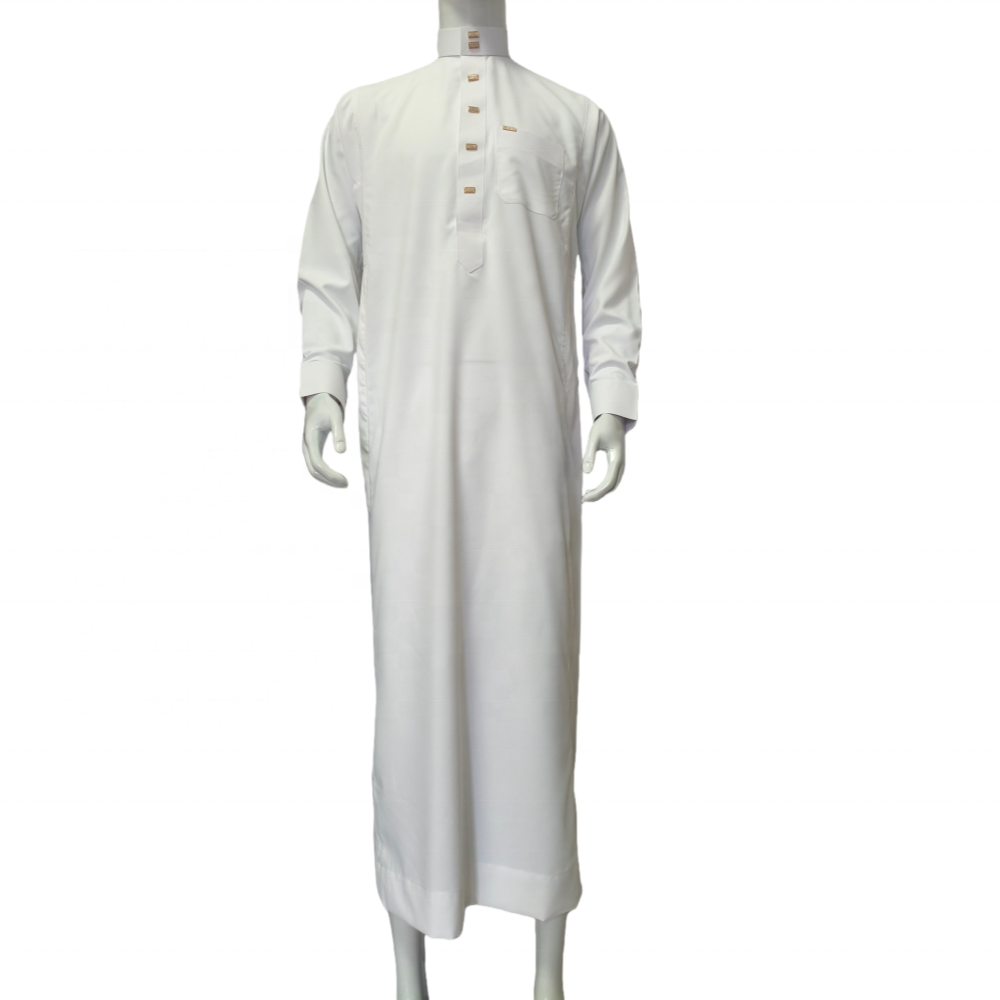 Dubai Men's Modest Traditional Muslim High Quality Long Sleeve Saudi Style Business Thobe Arabic Dress Spring Breathable