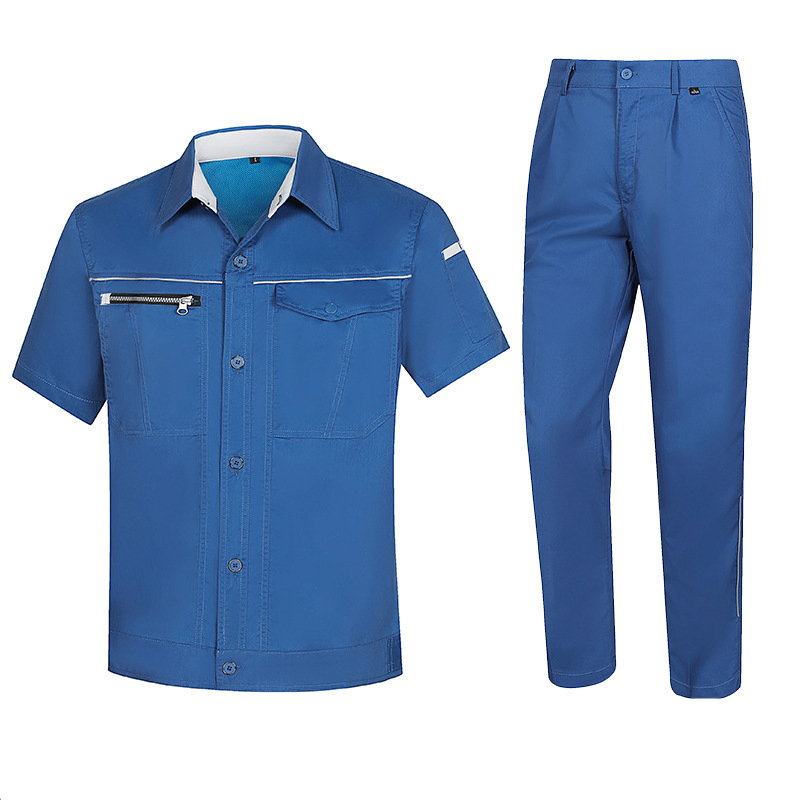 Versatile Cotton Summer Men's High-End Work Protection Suit Workwear with Thin Wear-Resistant and Anti-Static Short-Sleeved Workwear