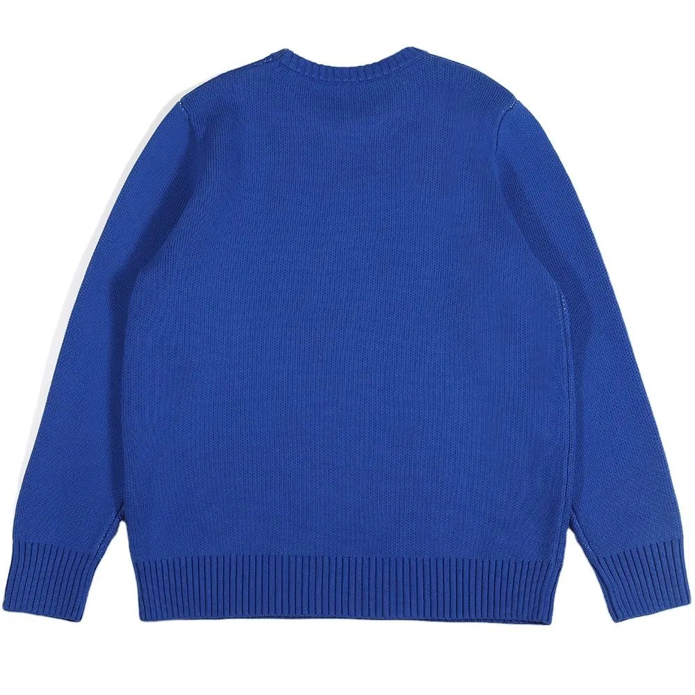 Customized Logo Men's Jacquard Pattern Knitwear Pullover Knit Top Winter Crew Neck Jumper Cotton Casual Knitted Sweaters