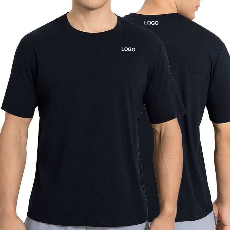 Round Neck Men's Short-Sleeved T-Shirt Solid Color Loose Breathable Sports Short-Sleeved Tops Men