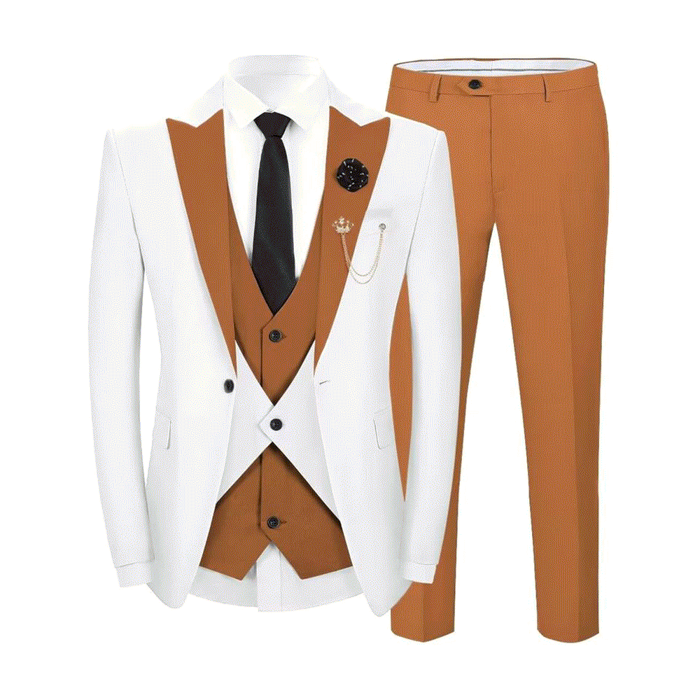 Whole Sale Price Quality Breathable Men's Business Suit Set Flat Front Style for Weddings and Parties