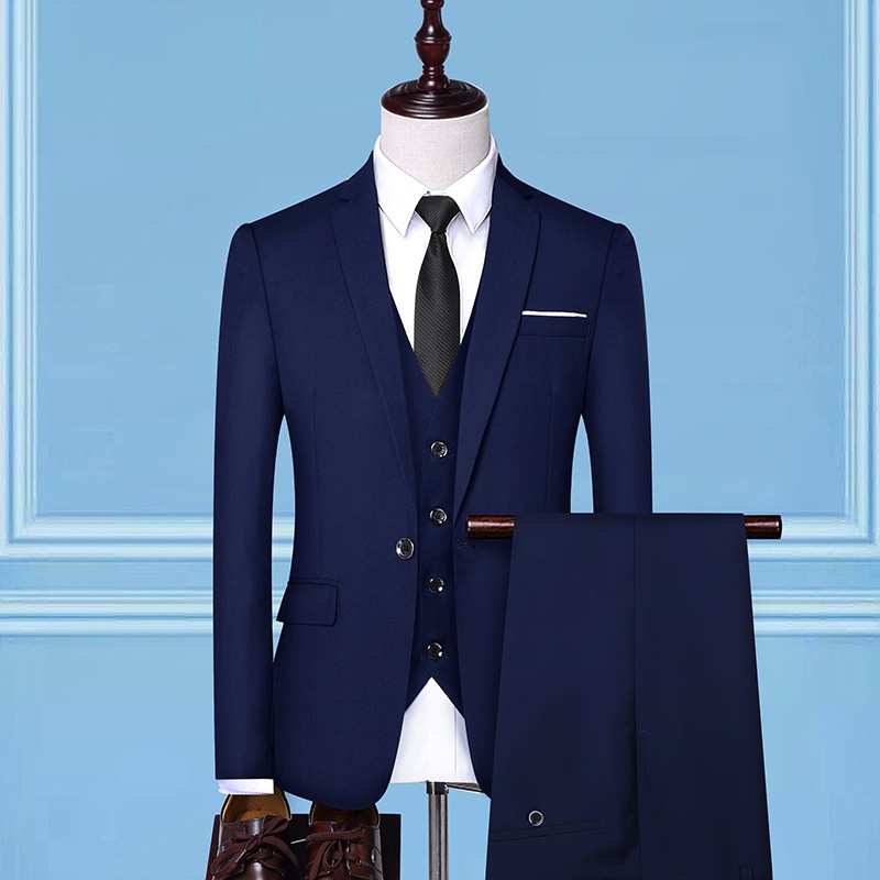 OEM Custom 3pcs Luxury Office Suit Men's Wedding Formal Wear Standard Size Suit Jacket Business Suit